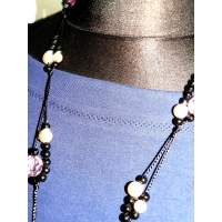 Bawełniana gruba BLUZA z wywijanym rękawem i haftem - granatowa